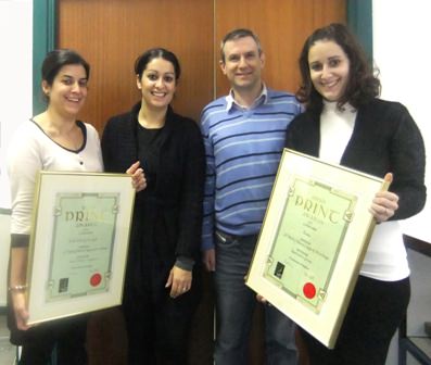 Seren Deeb, Kyma Deeb, Pierce Ivory & Nyssan Deeb with their Irish Print Awards plaques